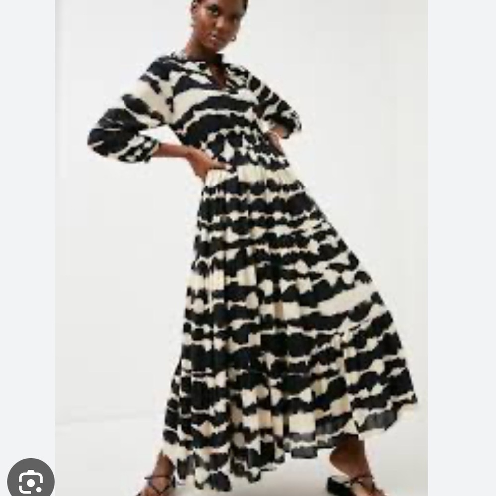 Karen Millen Black and Cream Tie-Dye Maxi Dress